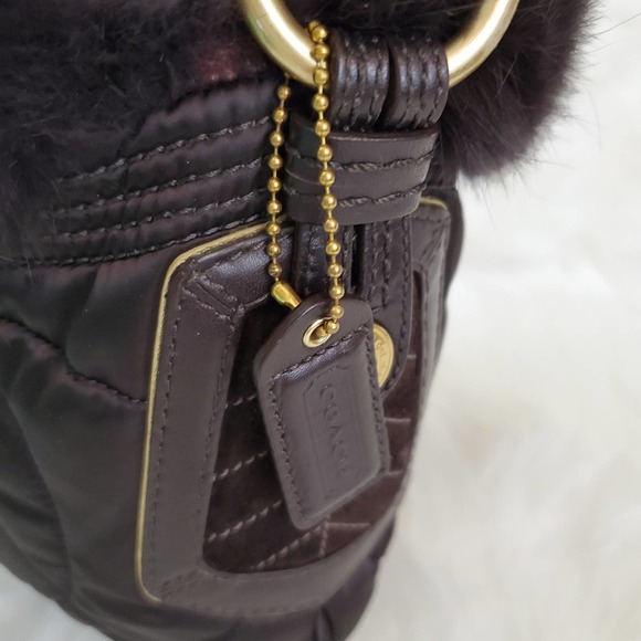 Coach Limited Edition Brown Rabbit Fur Signature Hobo - Picture 6 of 10